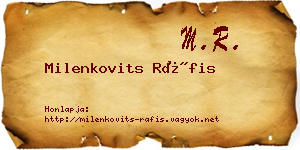 Milenkovits Ráfis névjegykártya